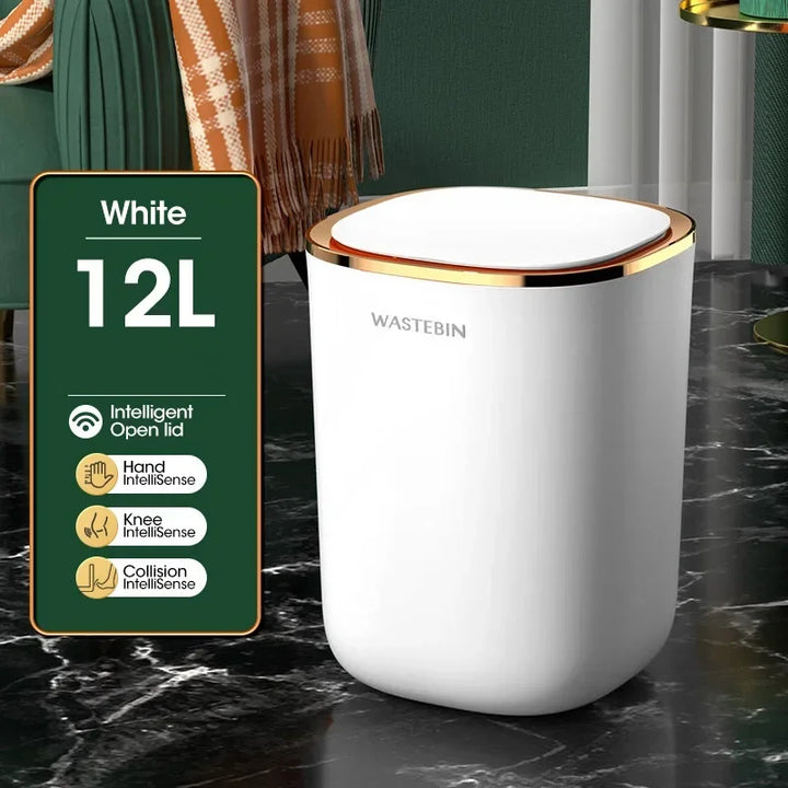 12L Automatic Trash Bin Bathroom Smart Sensor Trash Can Luxury Garbage Can Bucket For Kitchen Toilet Wastebasket Smart Home