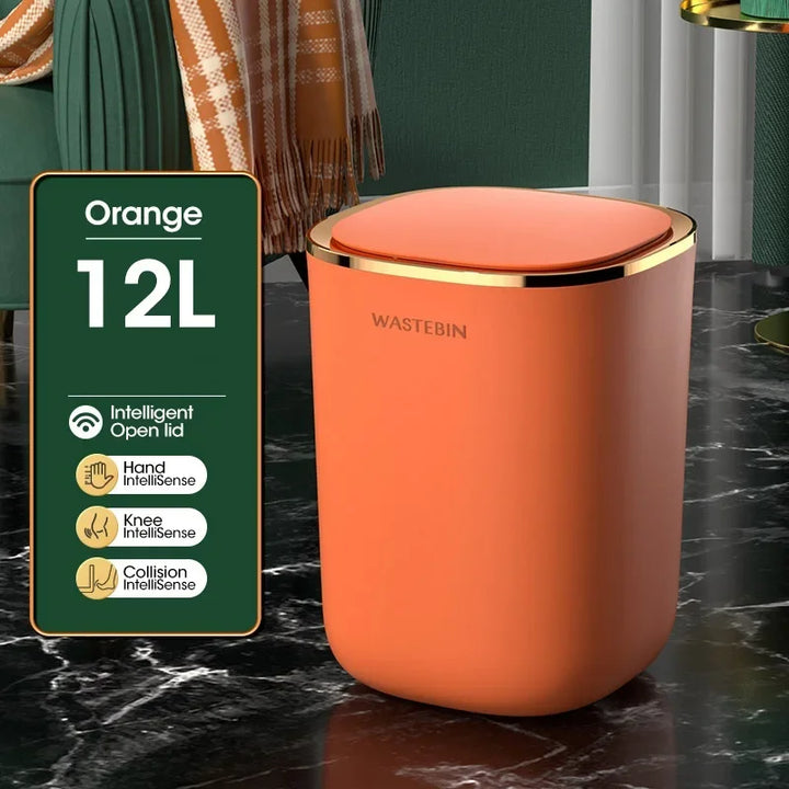 12L Automatic Trash Bin Bathroom Smart Sensor Trash Can Luxury Garbage Can Bucket For Kitchen Toilet Wastebasket Smart Home