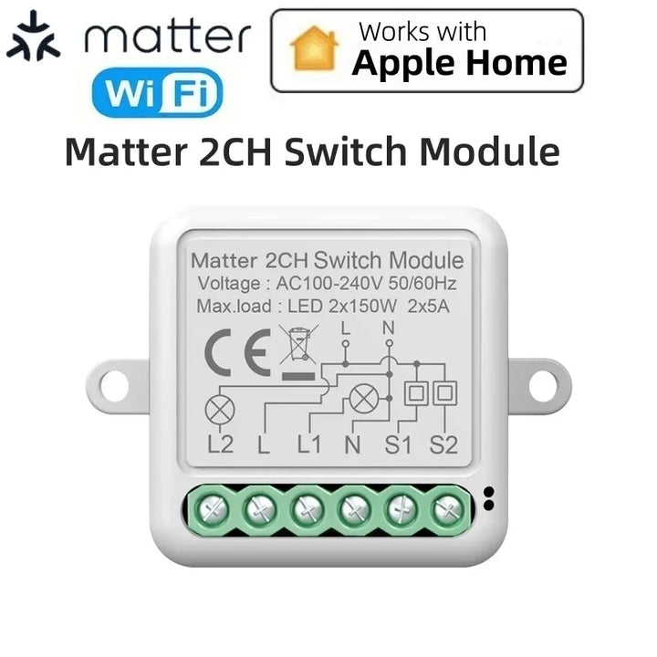 Smart Matter WiFi Switch Module Automation Relay Smart Breaker Voice Control Smart Home with Homekit Alexa Google SmartTings