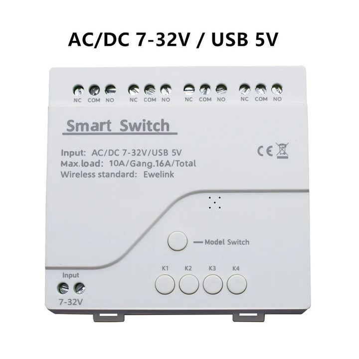 4CH 220V AC/DC 5V 7V-32V WiFi Voice Control Relay Switch Module Home Automation Rele Timer Work For EWelink APP System Alexa