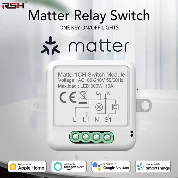 Smart Matter WiFi Switch Module Automation Relay Smart Breaker Voice Control Smart Home with Homekit Alexa Google SmartTings