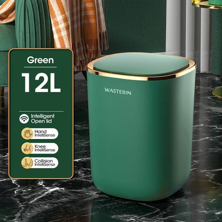 12L Automatic Trash Bin Bathroom Smart Sensor Trash Can Luxury Garbage Can Bucket For Kitchen Toilet Wastebasket Smart Home