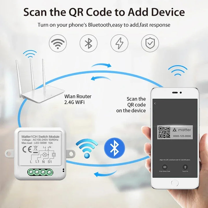 Smart Matter WiFi Switch Module Automation Relay Smart Breaker Voice Control Smart Home with Homekit Alexa Google SmartTings